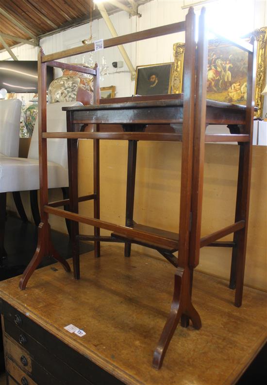 Mahogany towel rail and an Edwardian occasional table (2)